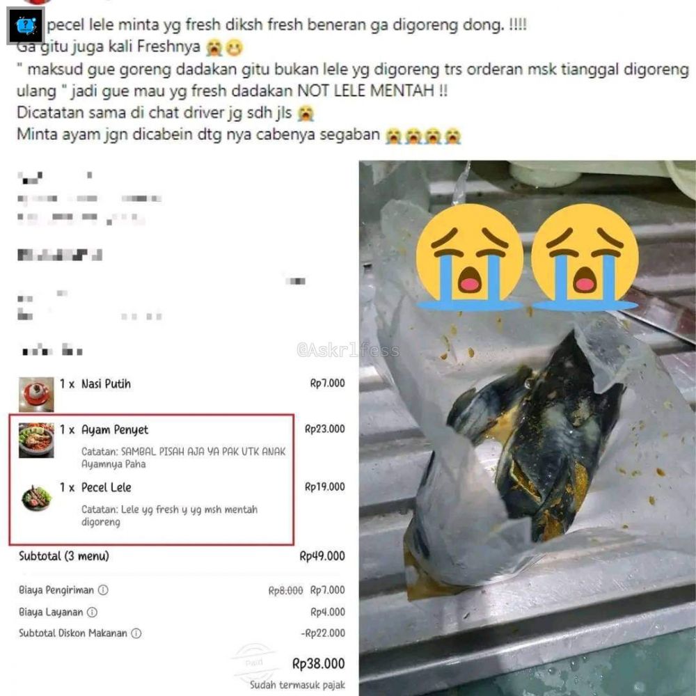 chat lucu request makanan ojol © berbagai sumber