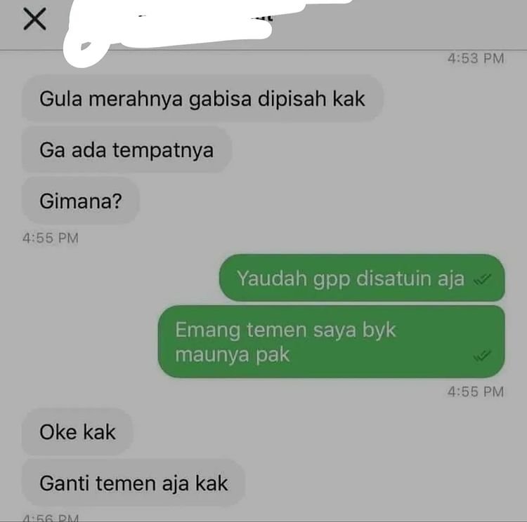 chat lucu request makanan ojol © berbagai sumber