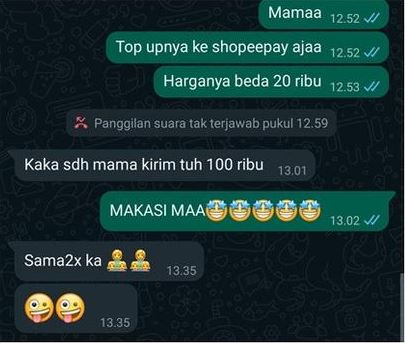 chat lucu orang tua kirim uang ke anak Berbagai sumber