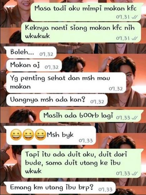 chat lucu orang tua kirim uang ke anak Berbagai sumber