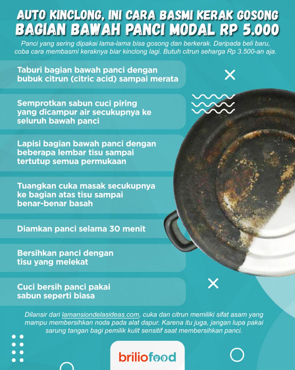 Cara praktis basmi kerak gosong di bagian bawah panci ini cuma modal Rp 5 ribu, auto kinclong lagi