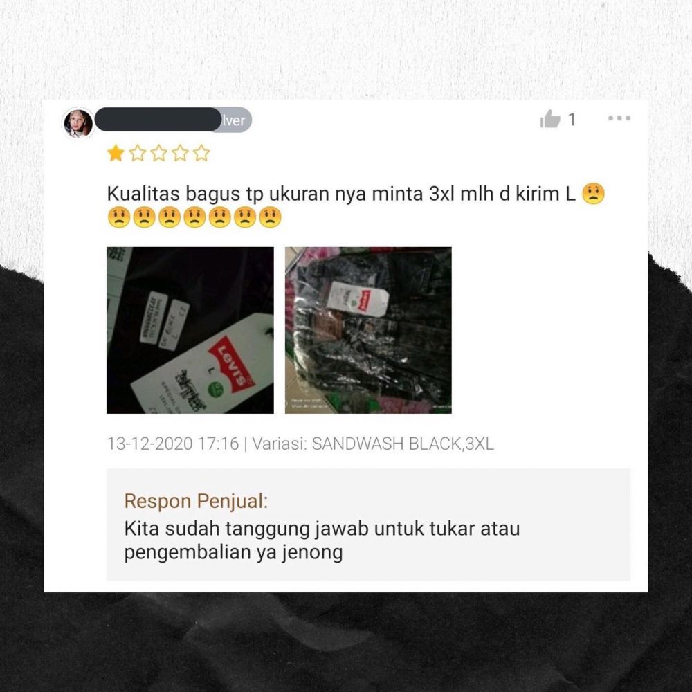 balasan seller di review belanja online © Berbagai sumber
