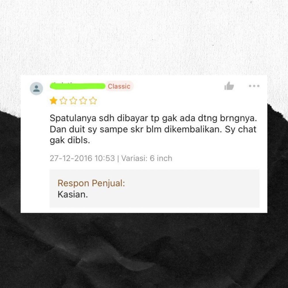 balasan seller di review belanja online © Berbagai sumber