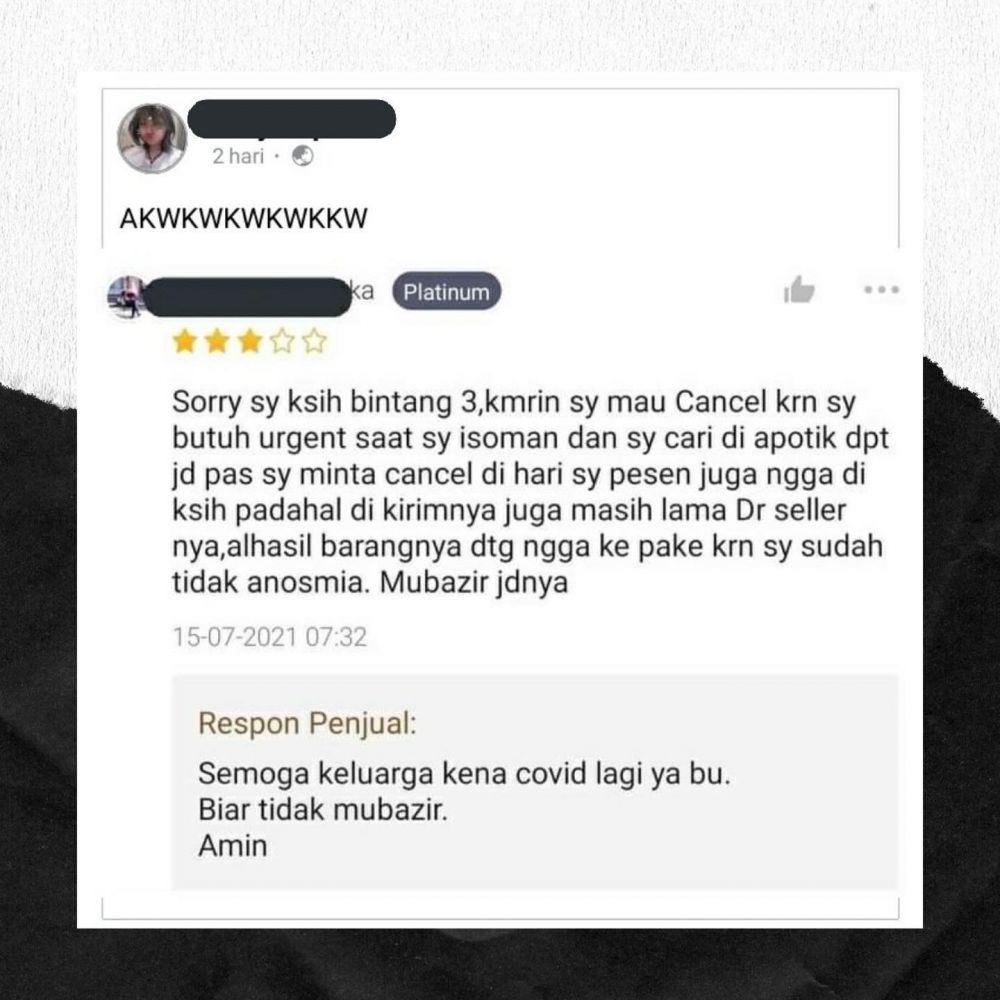 balasan seller di review belanja online © Berbagai sumber