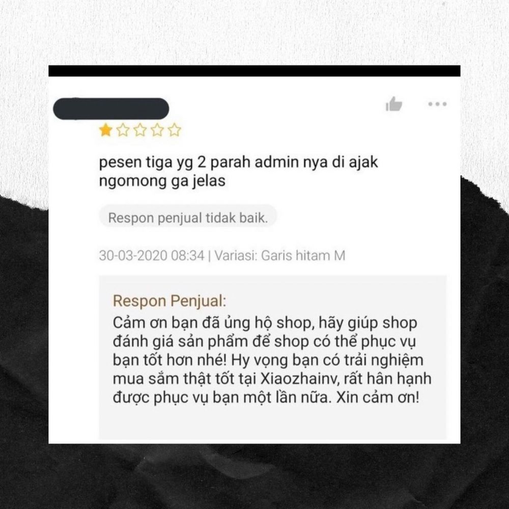 balasan seller di review belanja online © Berbagai sumber