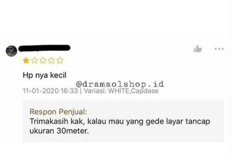 balasan seller di review belanja online © Berbagai sumber