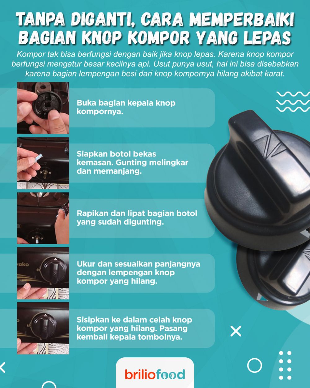 Tanpa perlu diganti, ini cara memperbaiki bagian knop kompor yang lepas
