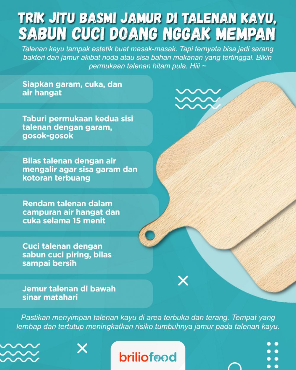 Jangan cuma pakai sabun, begini trik basmi jamur di talenan kayu secara efektif