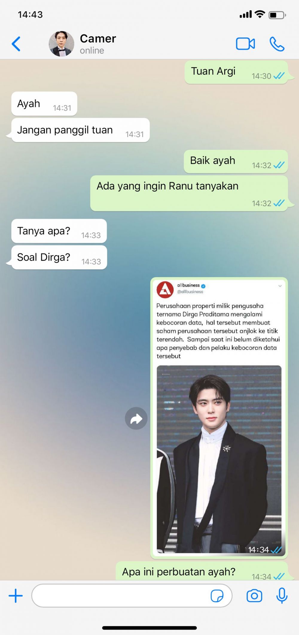 chat halu dengan mertua © twitter