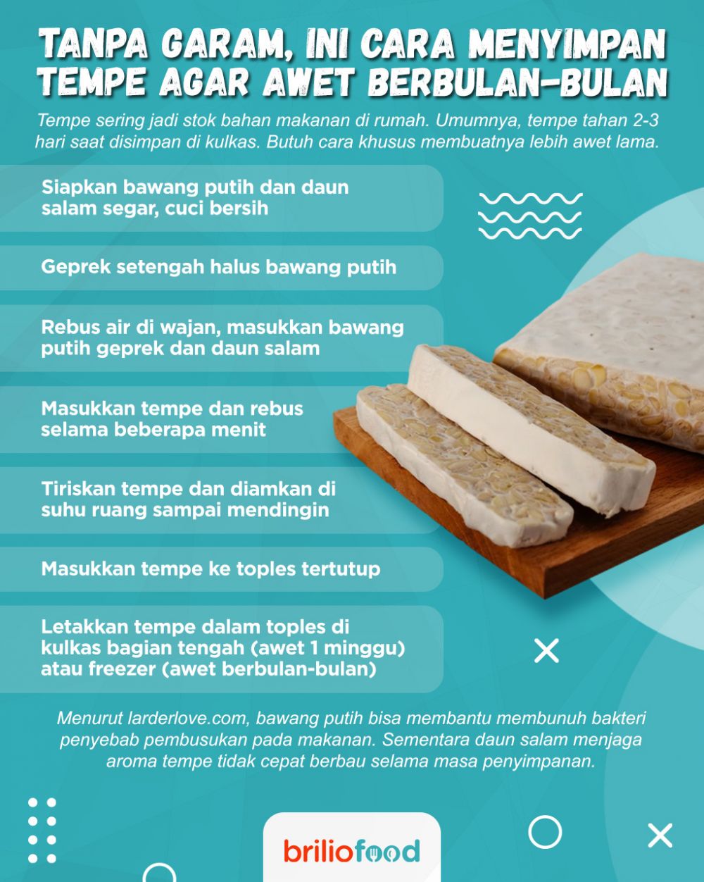 Bukan pakai garam, begini cara menyimpan tempe agar awet berbulan-bulan cuma pakai dua bahan