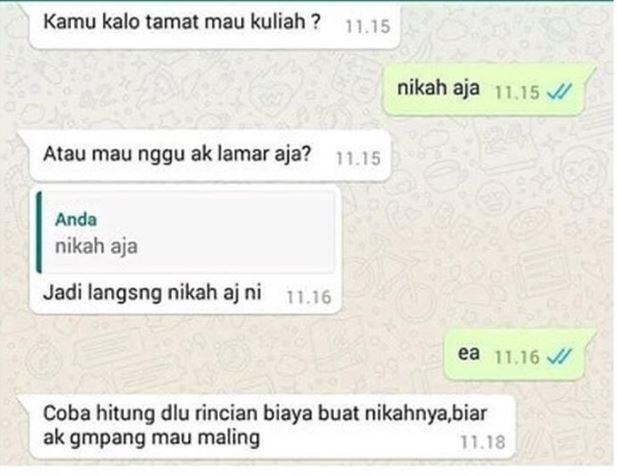 Chat lucu ngelamar pacar bikin deg-degan Berbagai sumber