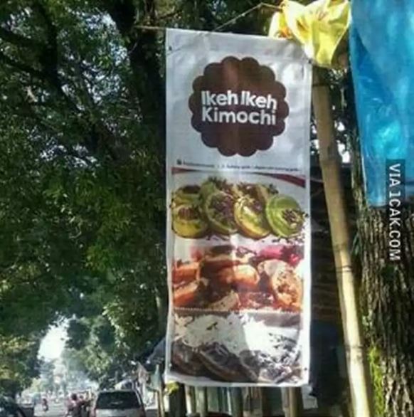 Tulisan kocak spanduk pedagang makanan Jepang Berbagai sumber