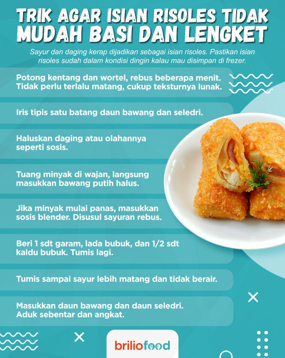 Trik mengolah isian risoles agar tak mudah basi dan lengket