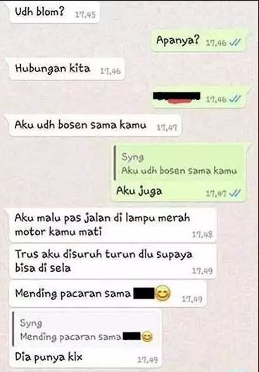 Chat lucu putusin pacar ini alasannya nyeleneh abis Berbagai sumber