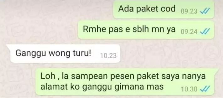 Chat kocak customer komplain ke kurir Twitter