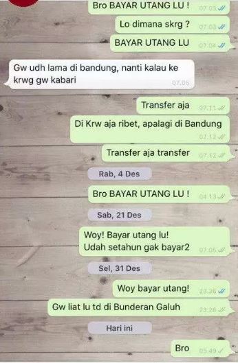 chat lucu nagih uang ke teman Berbagai sumber