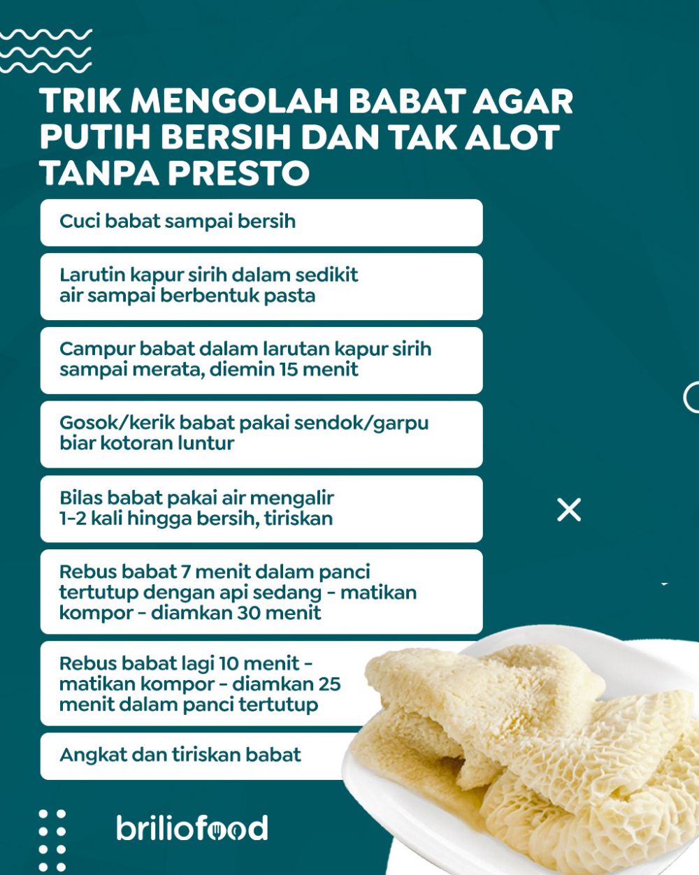 Cuma pakai 1 bahan, ini trik mengolah babat agar putih bersih dan antialot tanpa presto