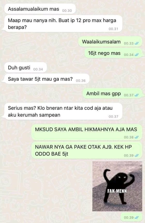 balasan pembeli pas tawar menawar © Berbagai sumber