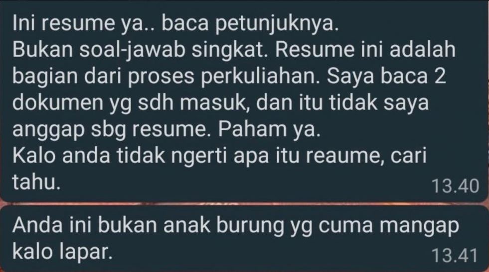 Chat lucu mahasiswa ditegur dosen Berbagai sumber