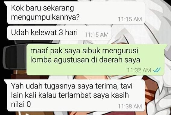 Chat lucu mahasiswa ditegur dosen Berbagai sumber