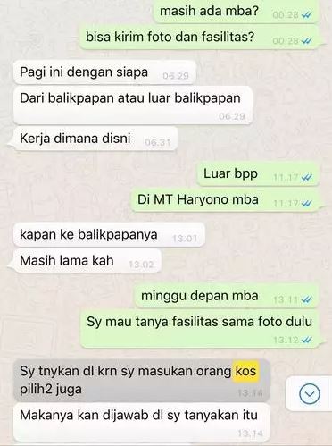 chat kocak dengan pemilik kos Berbagai sumber