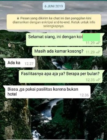 chat kocak dengan pemilik kos Berbagai sumber