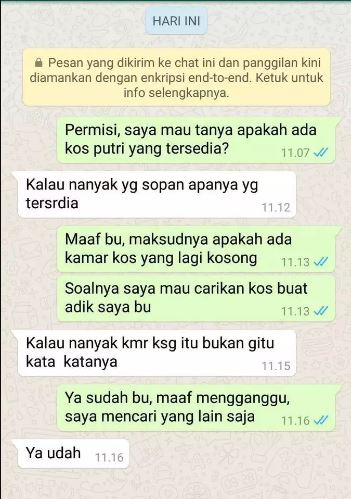 chat kocak dengan pemilik kos Berbagai sumber