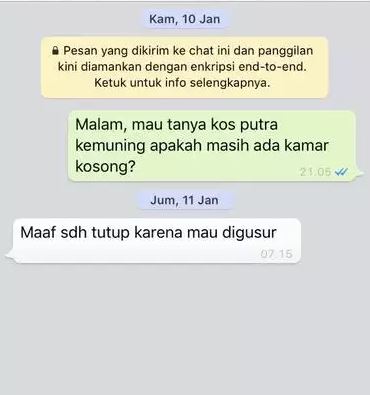 chat kocak dengan pemilik kos Berbagai sumber
