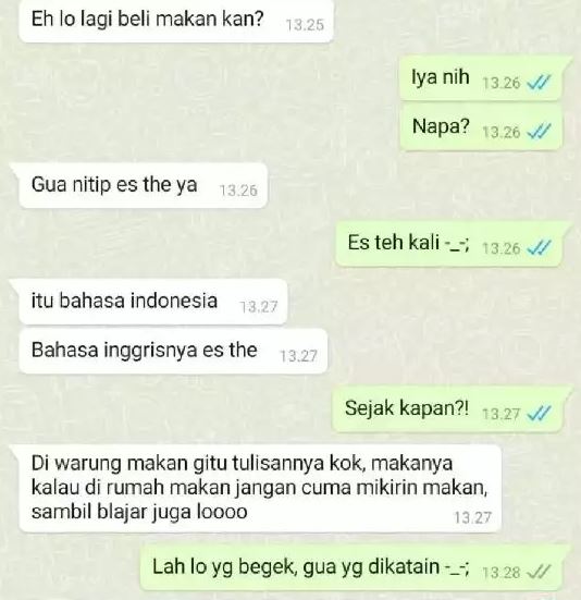 chat typo pakai bahasa Inggris Berbagai sumber