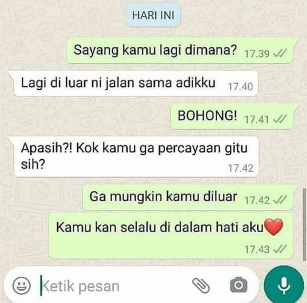 chat lucu punya pacar curigaan © berbagai sumber