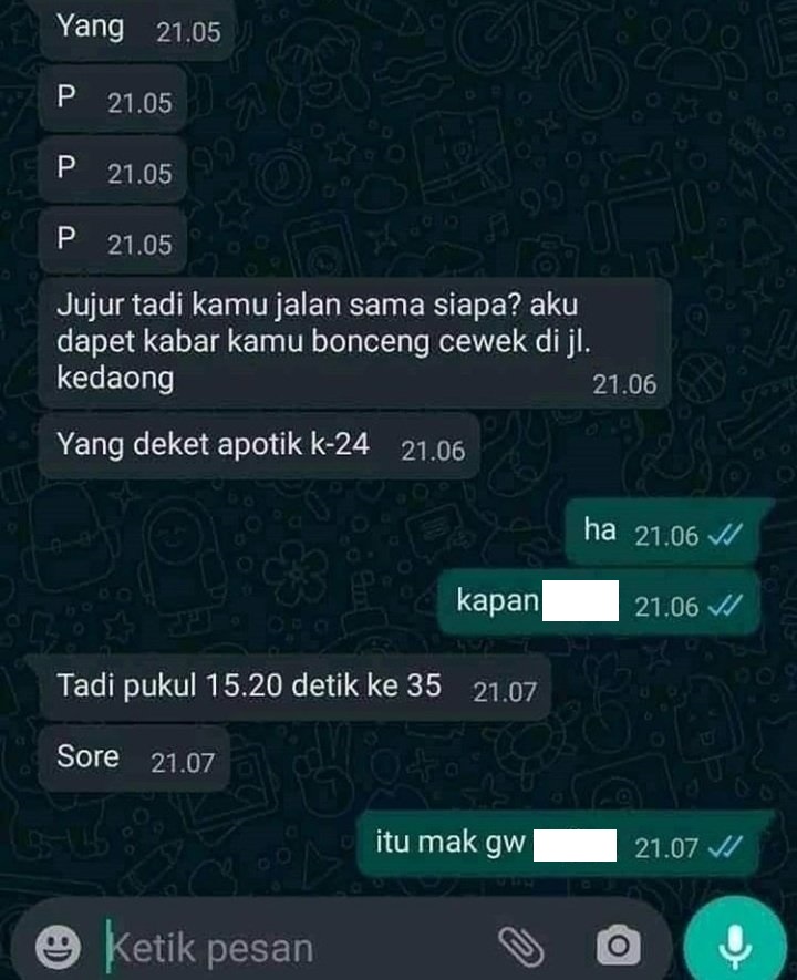 chat lucu punya pacar curigaan © berbagai sumber