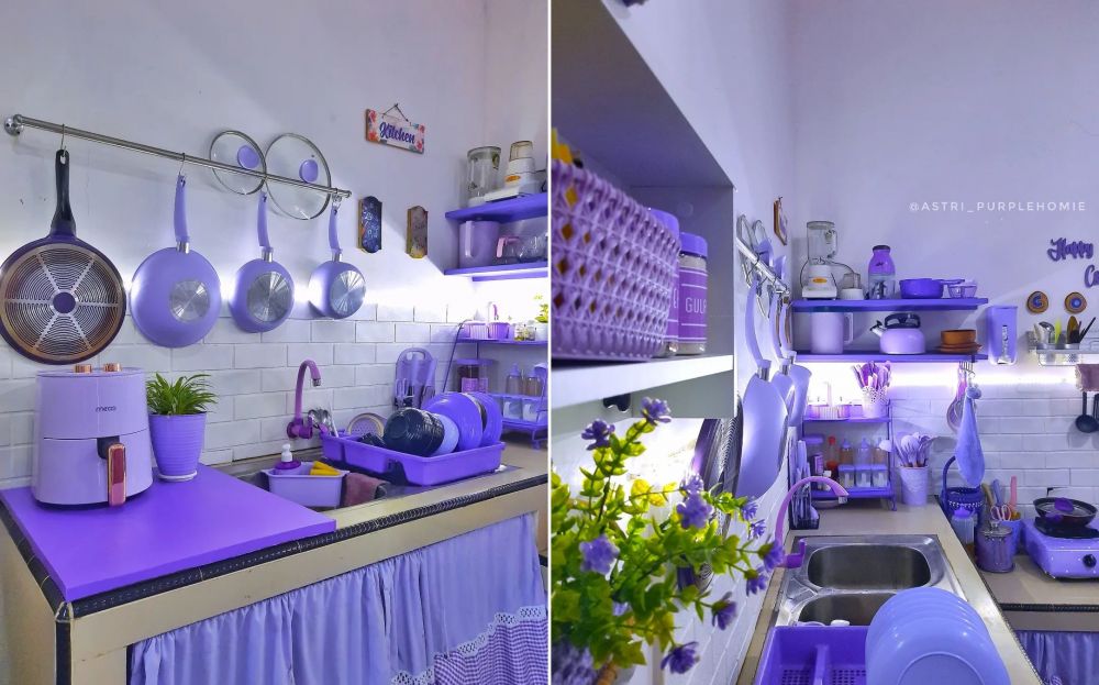 11 Potret rumah tengah sawah di makeover jadi hunian serba ungu, nggak norak dan bikin betah