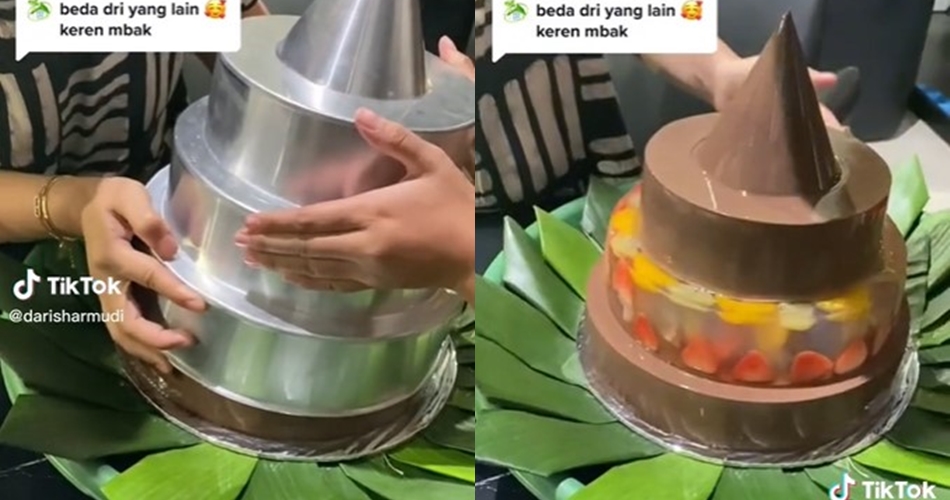 Niat estetik, puding bikinan warganet pakai cetakan nasi tumpeng ini bentuknya malah bikin gigit jari