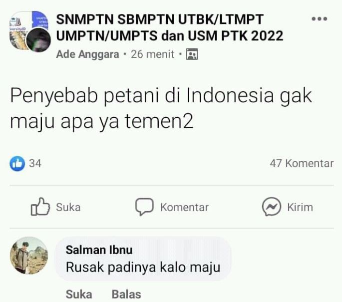 komentar kocak di Facebook Berbagai sumber