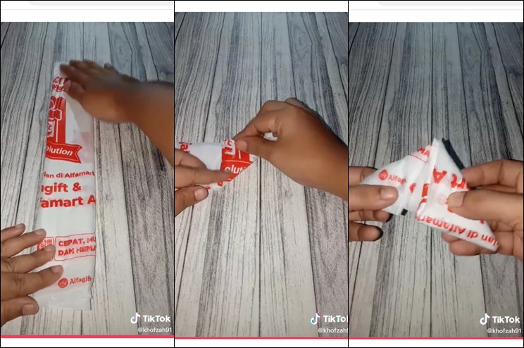 Cara praktis melipat kantung kresek ini rapi dan hemat tempat