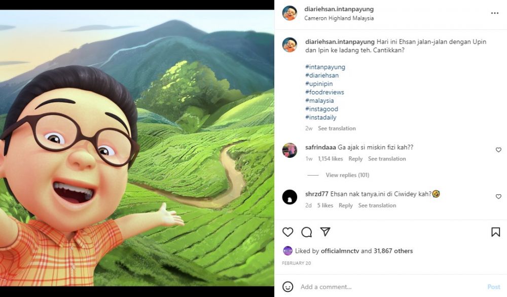 Ehsan teman Upin Ipin punya Instagram © Instagram
