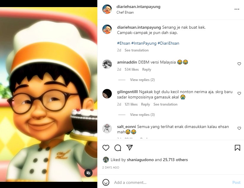 Ehsan teman Upin Ipin punya Instagram © Instagram