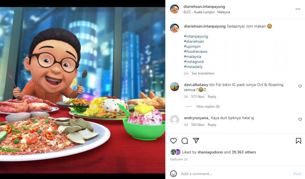 Ehsan teman Upin Ipin punya Instagram © Instagram