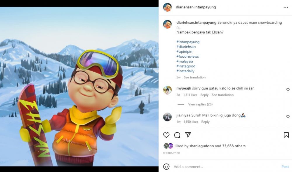 Ehsan teman Upin Ipin punya Instagram © Instagram