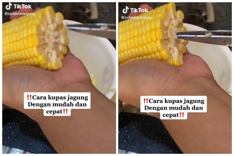 Bukan menggunakan pisau, ini cara mudah memipil jagung cuma pakai 1 alat