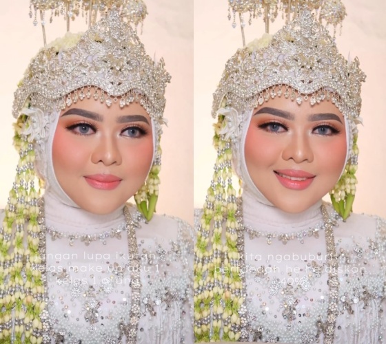 Wanita dengan wajah berminyak dirias MUA jadi pengantin Sunda, hasilnya flawless bikin pangling