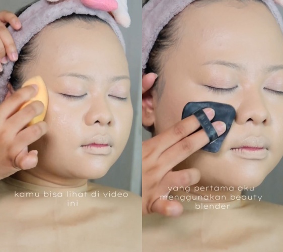 Wanita dengan wajah berminyak dirias MUA © Instagram Wanita dengan wajah berminyak dirias MUA © Instagram