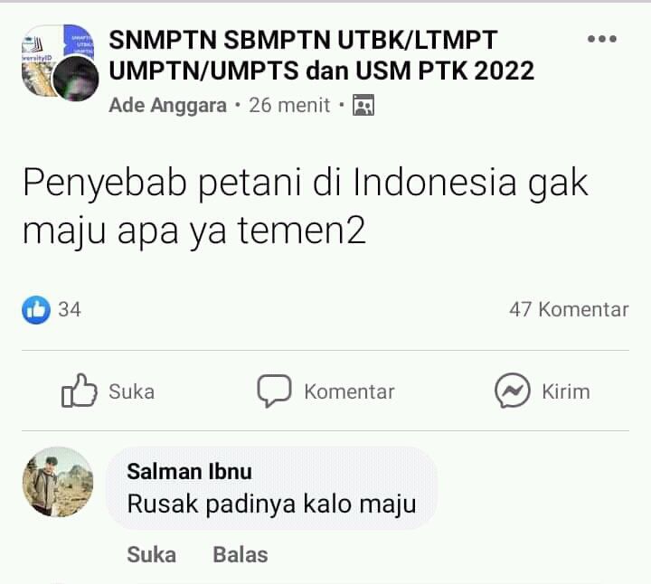 jawaban menggelitik di status facebook © Berbagai sumber