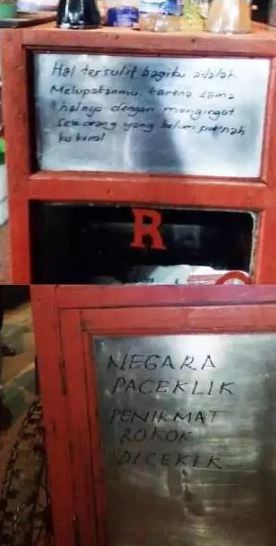 Tulisan lucu di gerobak dagang ini bacanya bikin merenung baper Berbagai sumber