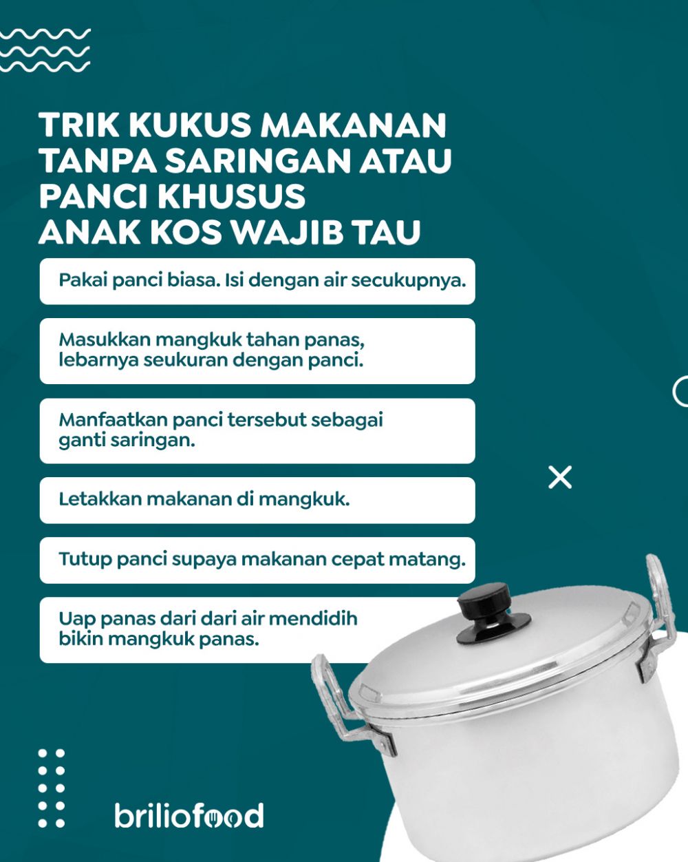 Trik mengukus makanan tanpa saringan dan panci khusus, anak kos wajib tahu