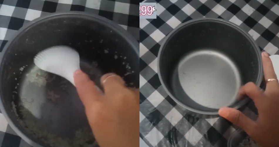 Cara merontokkan sisa nasi yang lengket di panci rice cooker, aman tanpa bikin tergores