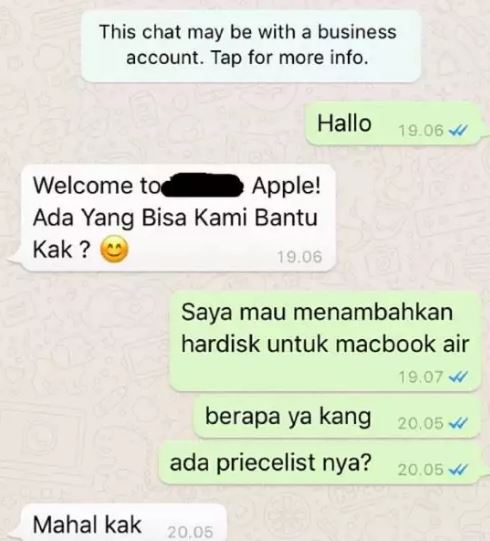 Chat kocak penjual dan pembeli di toko online Berbagai sumber