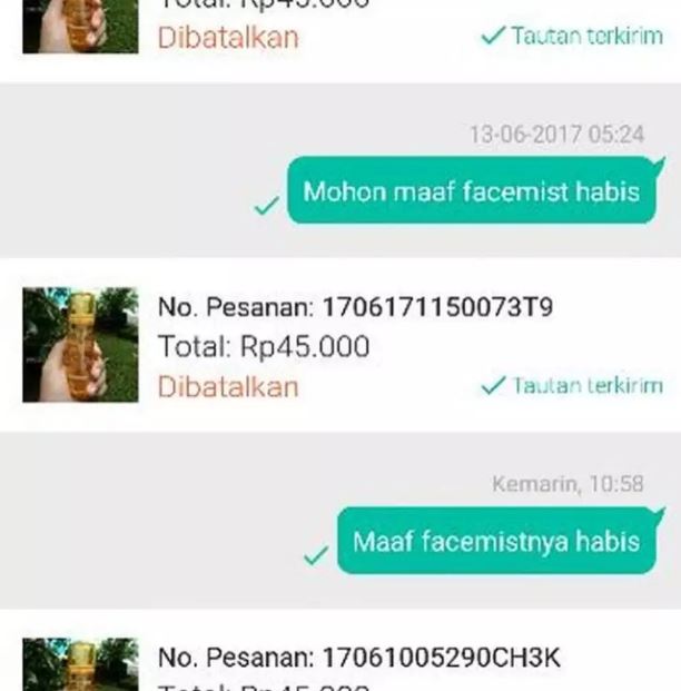 Chat kocak penjual dan pembeli di toko online Berbagai sumber