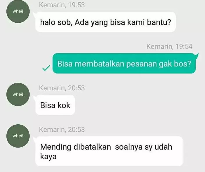 Chat kocak penjual dan pembeli di toko online Berbagai sumber