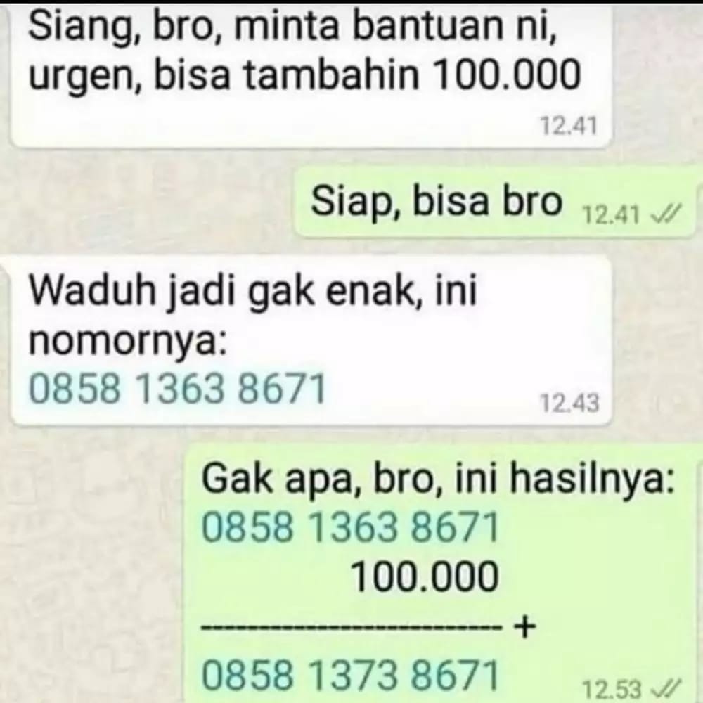 Endingnya plot twist, 11 chat lucu minta tolong ini kocak abis © berbagai sumber